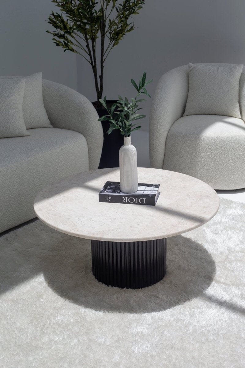 Petronia Oryx Marble Top Coffee Table (4 Leg Colors)