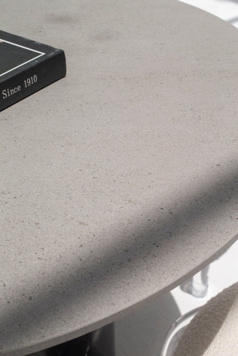 Orithyia Grey Dekton Dining Table with Marquina Base