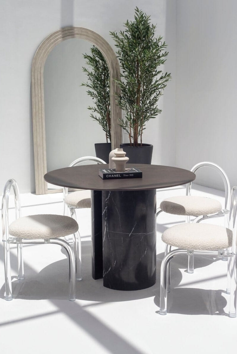 Orithyia Brown Dekton Dining Table with Marquina Base