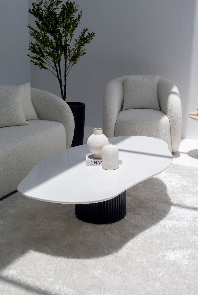 Artemisia White Quartz Irregular Coffee Table (2 Base Colors)