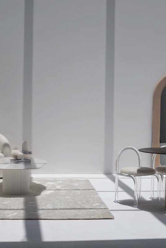 emisia White Quz Irregular Coffee Table With White Base