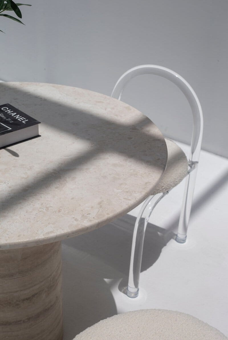 Cynthia Oryx Marble Dining Table with Travertine Base (2 Sizes)