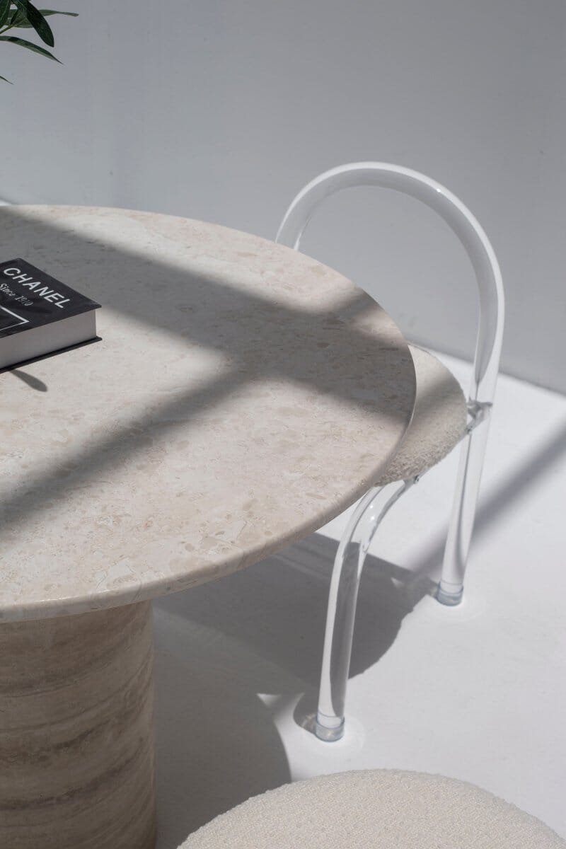 Cynthia Oryx Marble Dining Table with Travertine Base (2 Sizes)