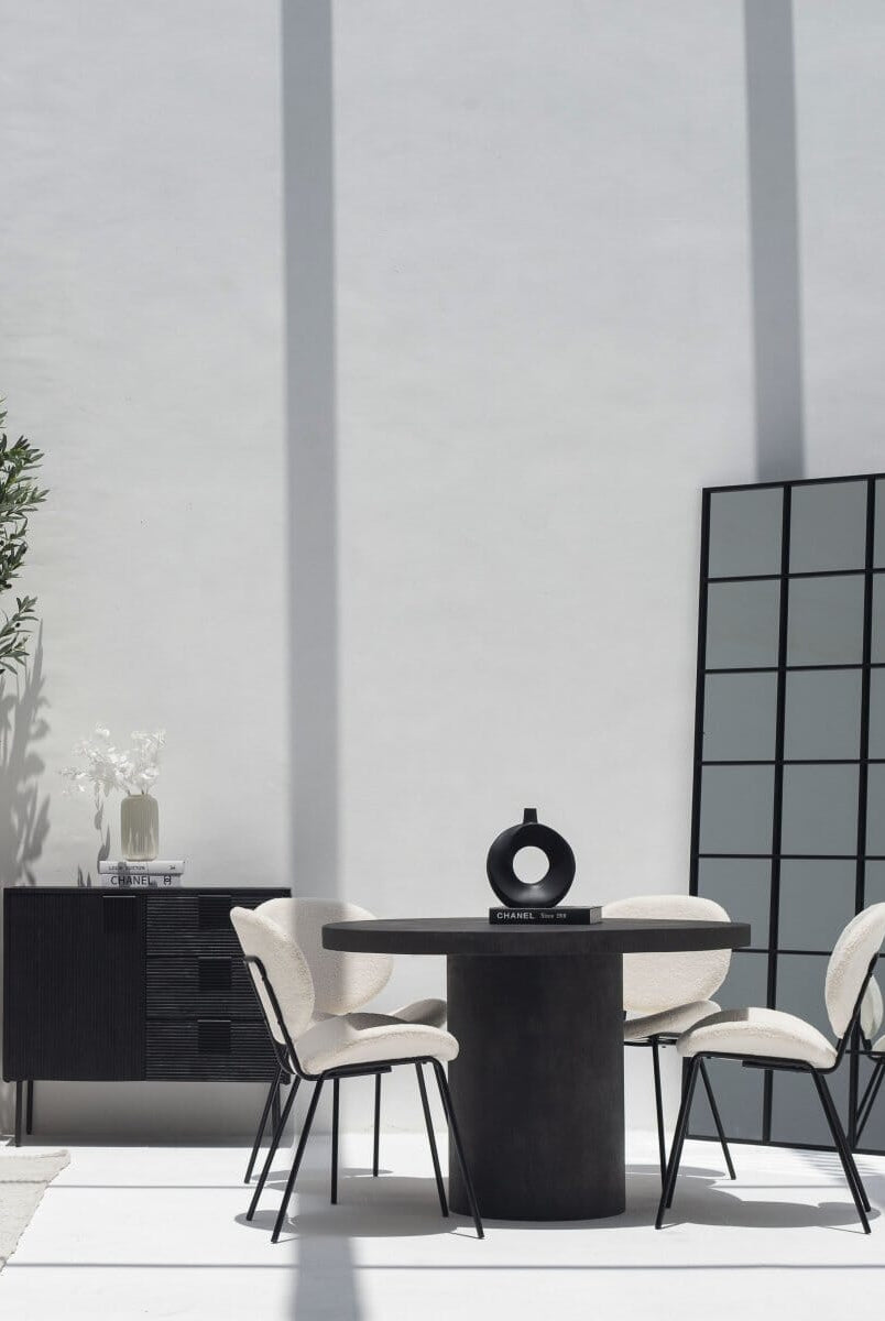 Onyx Black Round Concrete Dining Table Homekode