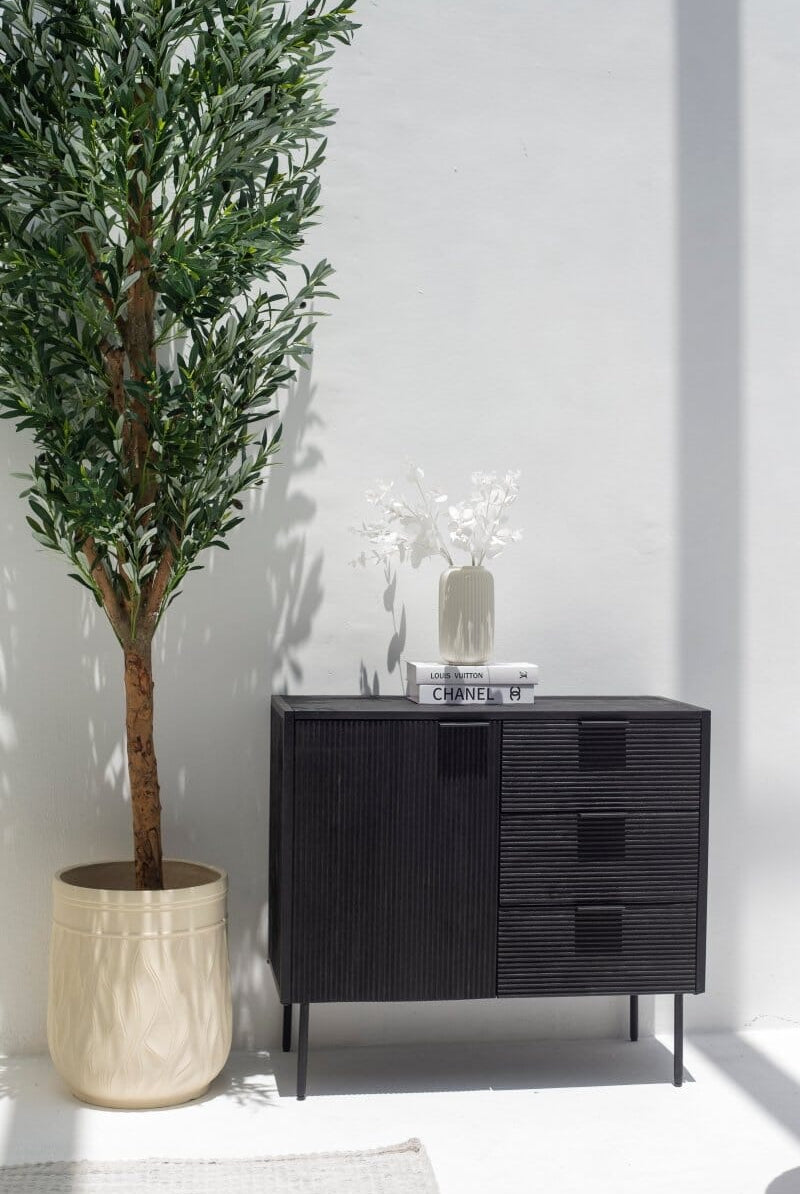 Adriana Black 3 Drawers & 1 Door Sideboard
