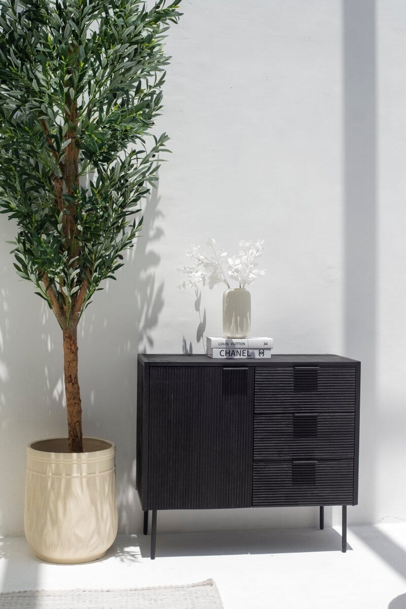 Adriana Black 3 Drawers & 1 Door Sideboard