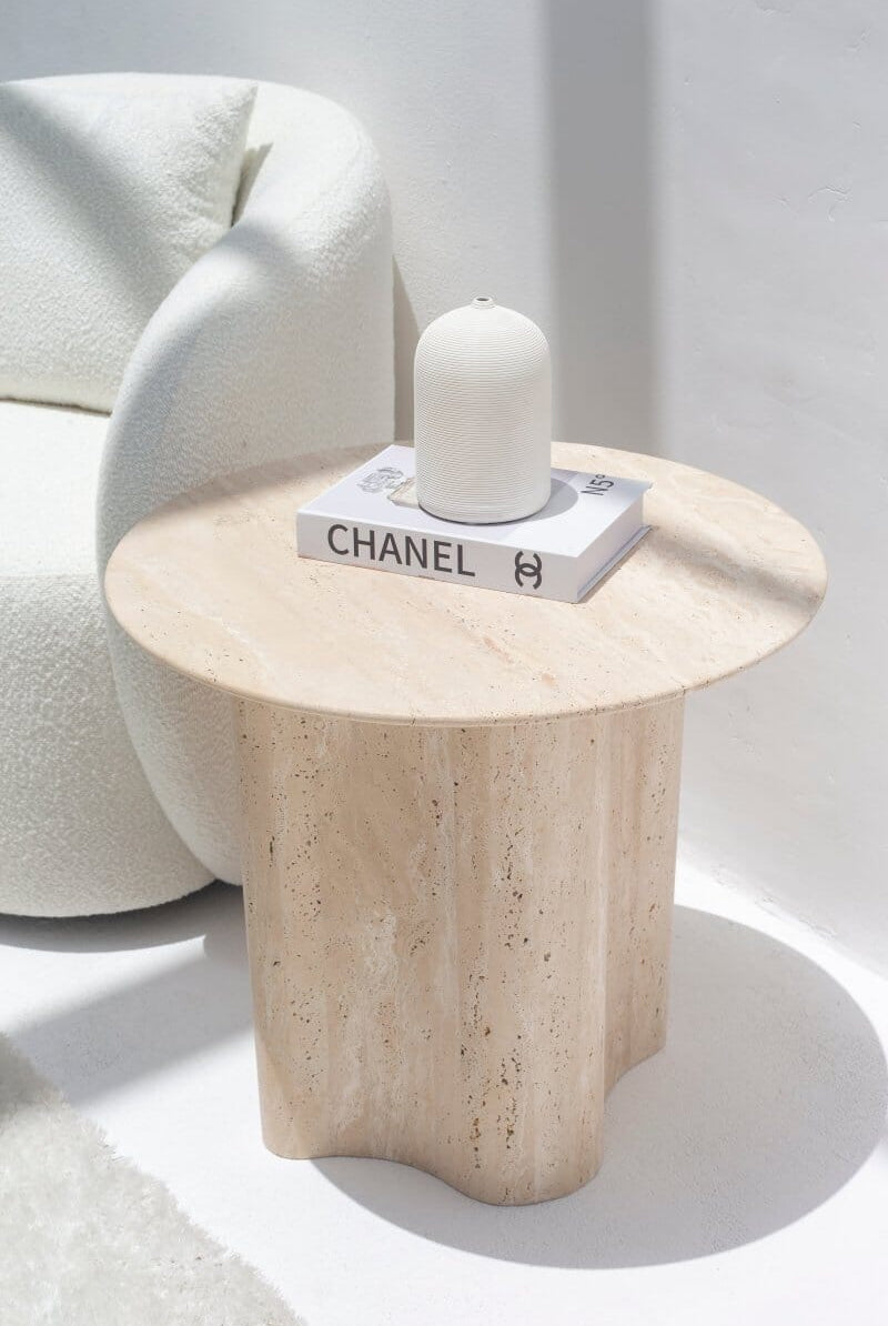 Hera Honed Travertine Side Table
