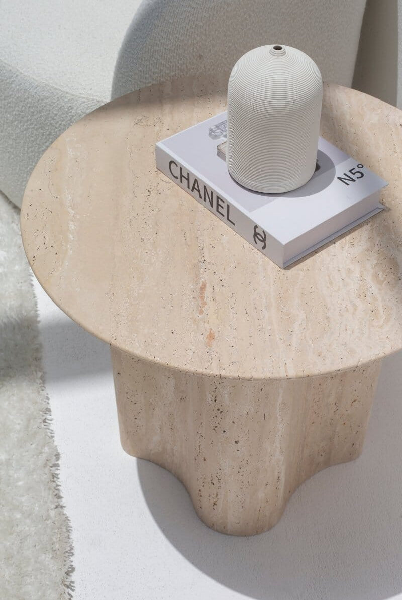 Hera Honed Travertine Side Table