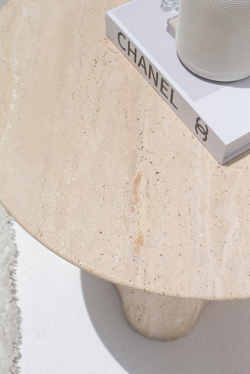 Hera Honed Travertine Side Table