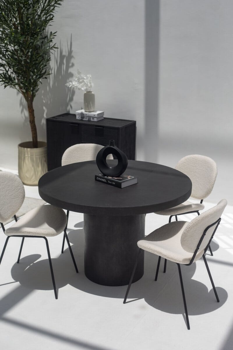 Onyx Black Round Concrete Dining Table