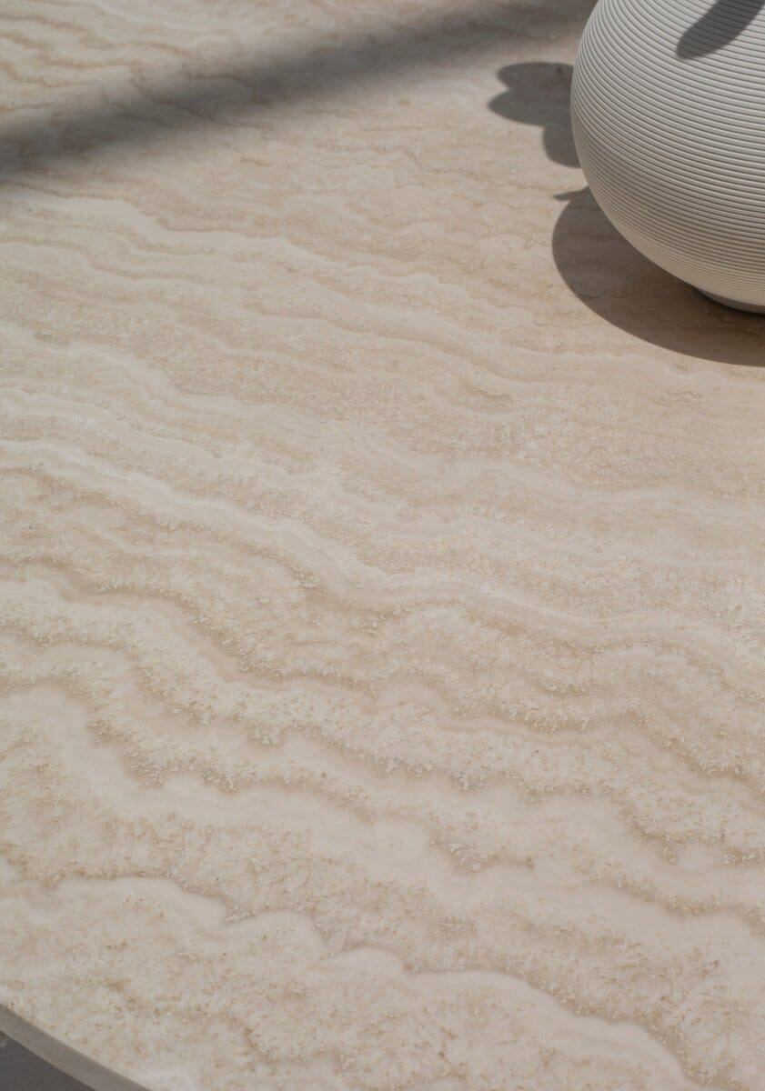 Petronia White Travertine Coffee Table With White Base