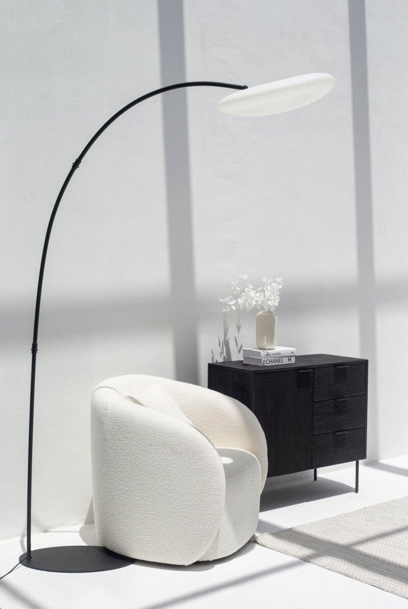 Black Fishing Arched Floor Lamp