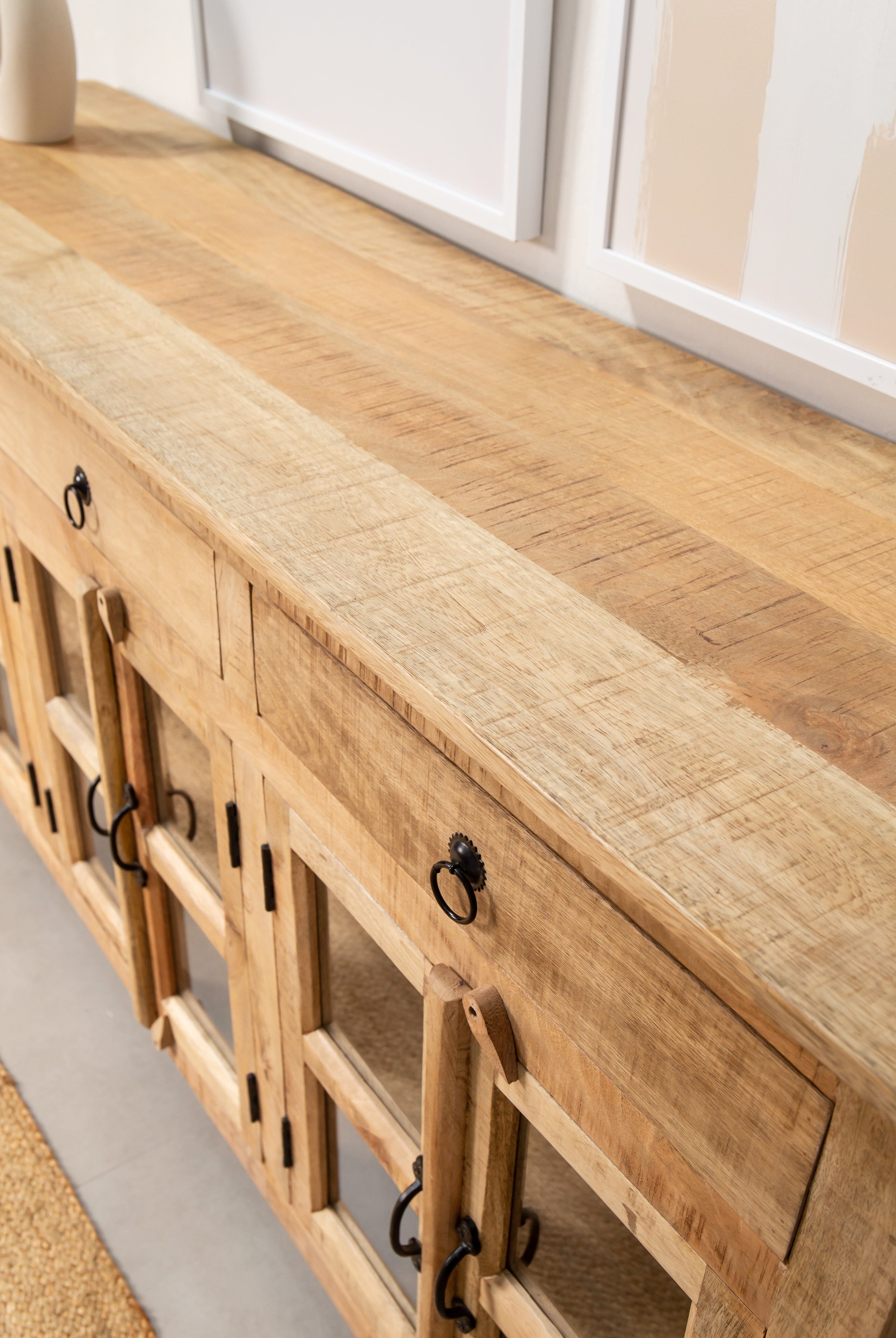 Paxton Wooden Sideboard with Glass Doors Buffets & Sideboards Homekode