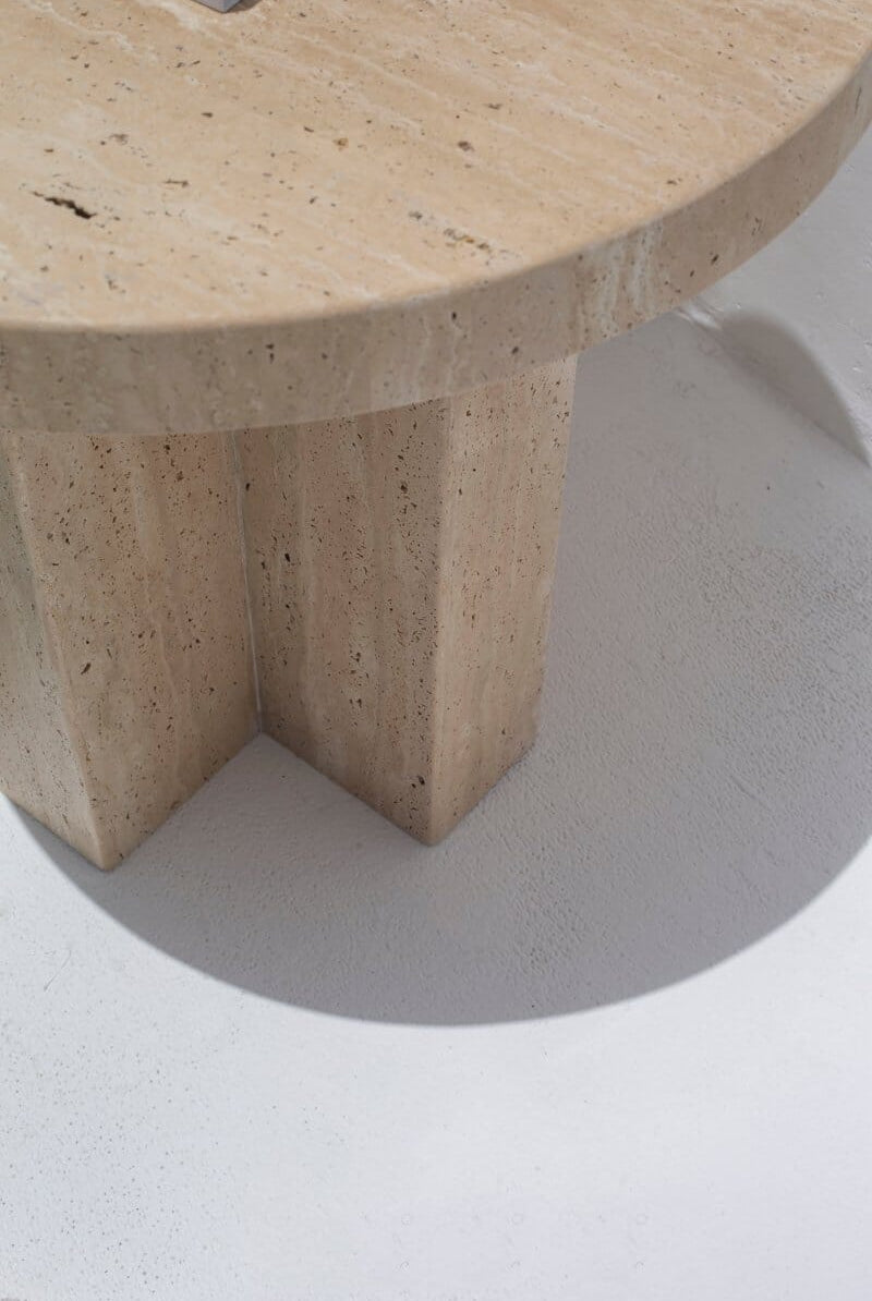 Eirene Honed Travertine Side Table