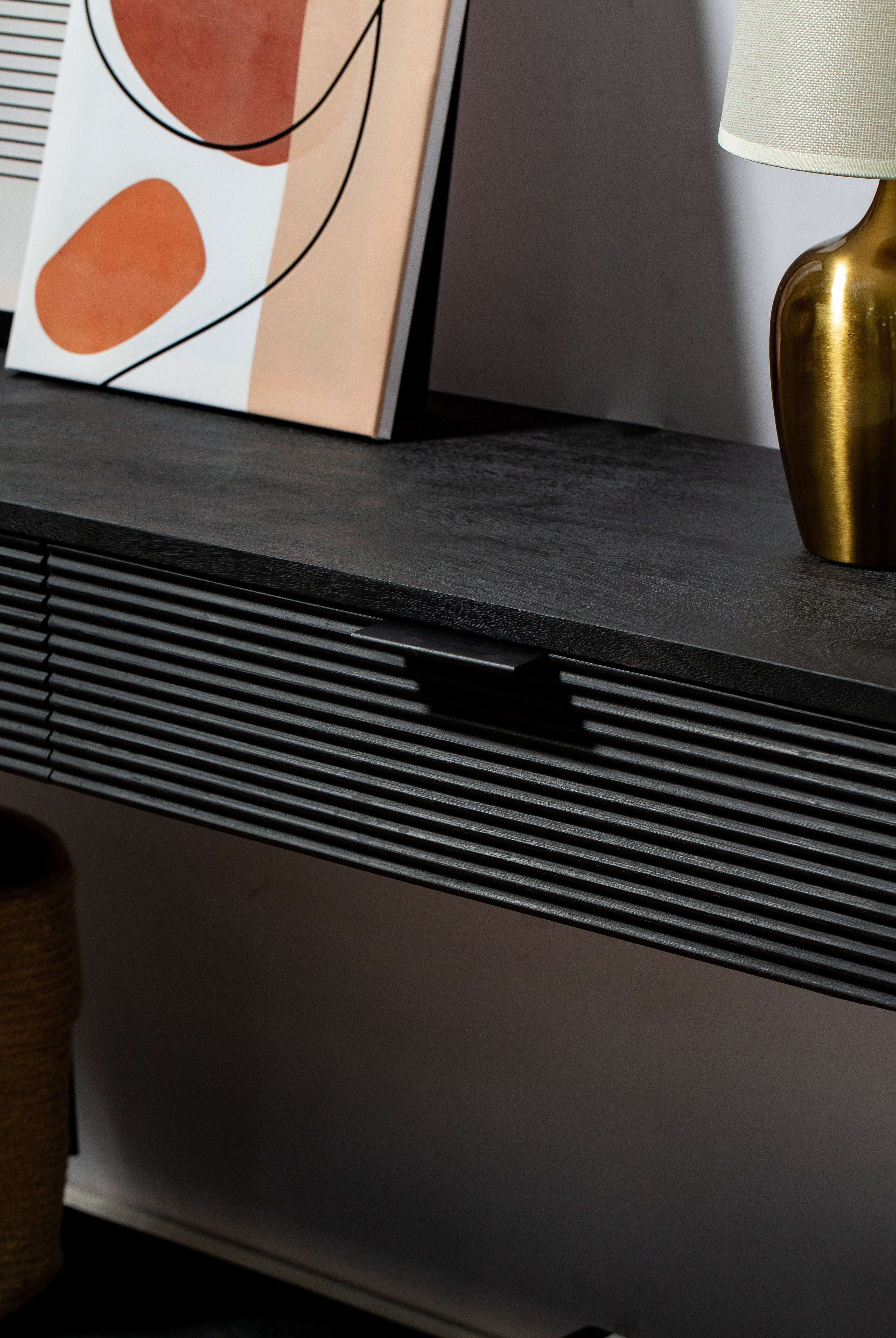 Black Two Drawer Wooden Console Homekode