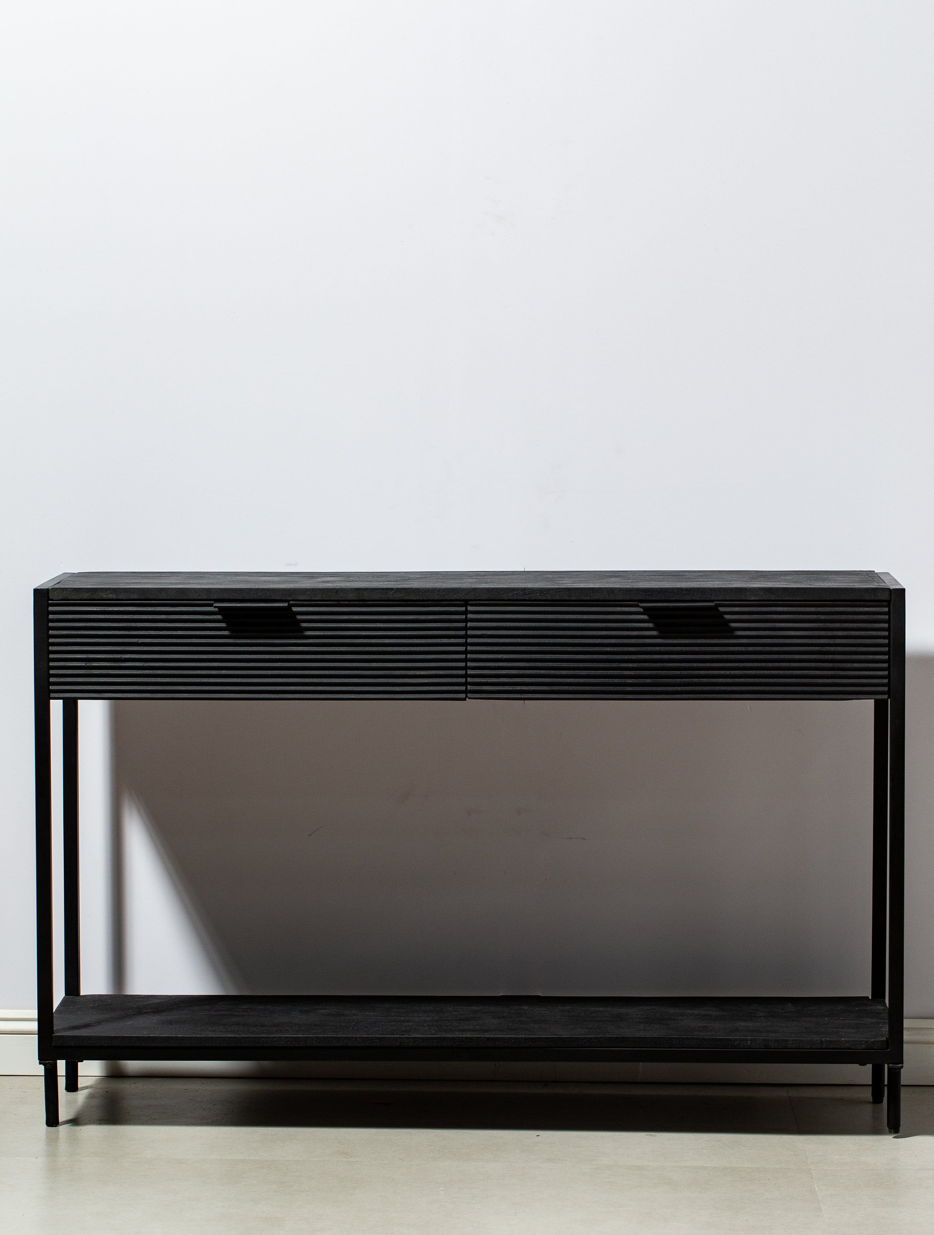 Black Two Drawer Wooden Console Homekode