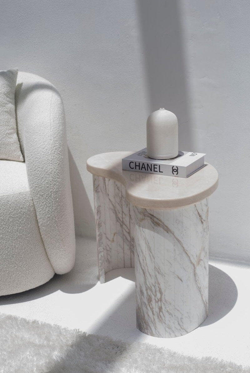 Hestia Semi-Lunar Marble Side Table