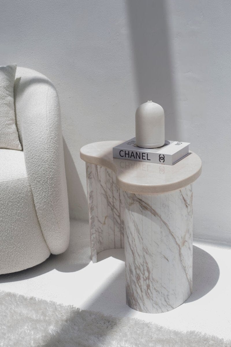 Hestia Semi-Lunar Marble Side Table