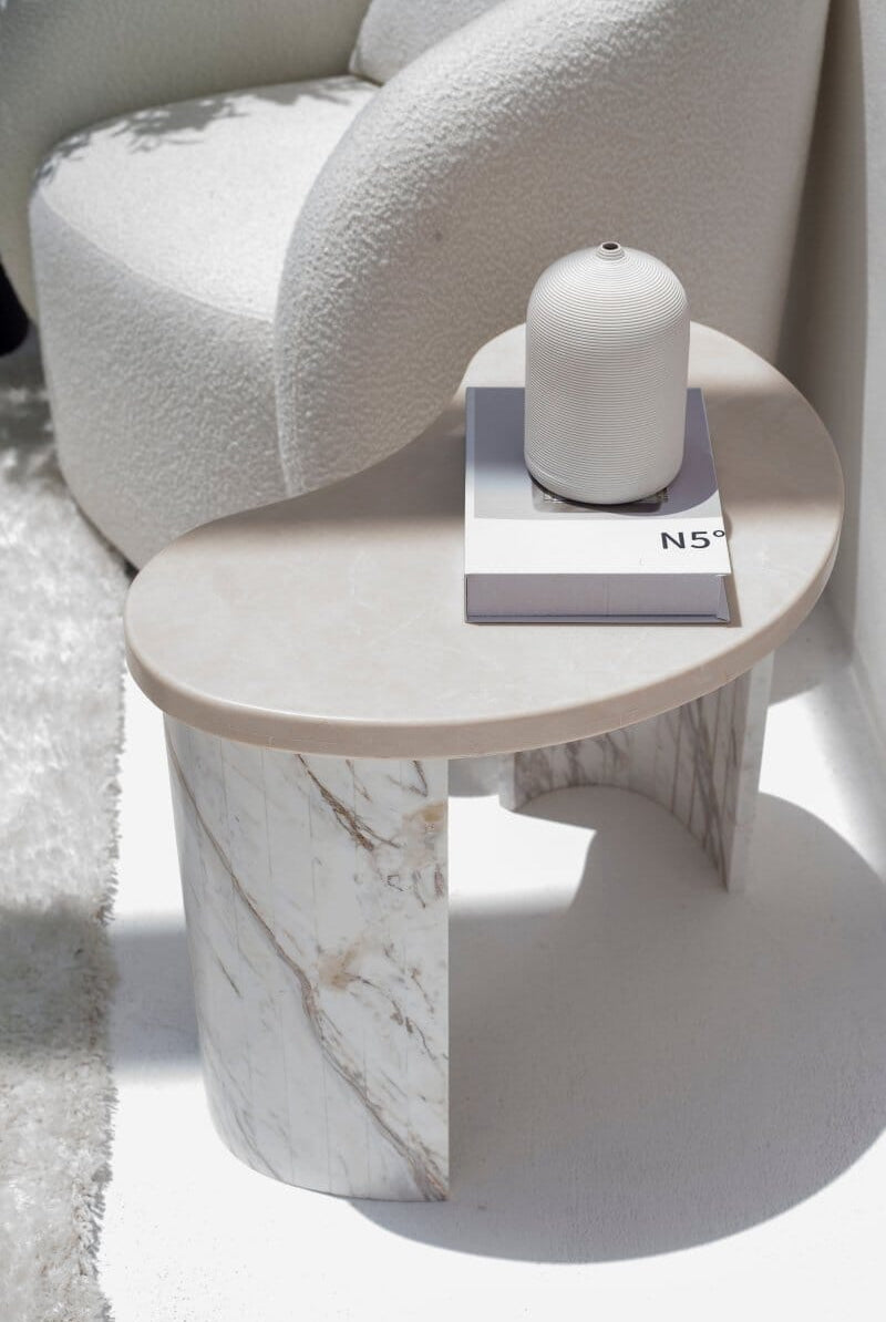 Hestia Semi-Lunar Marble Side Table