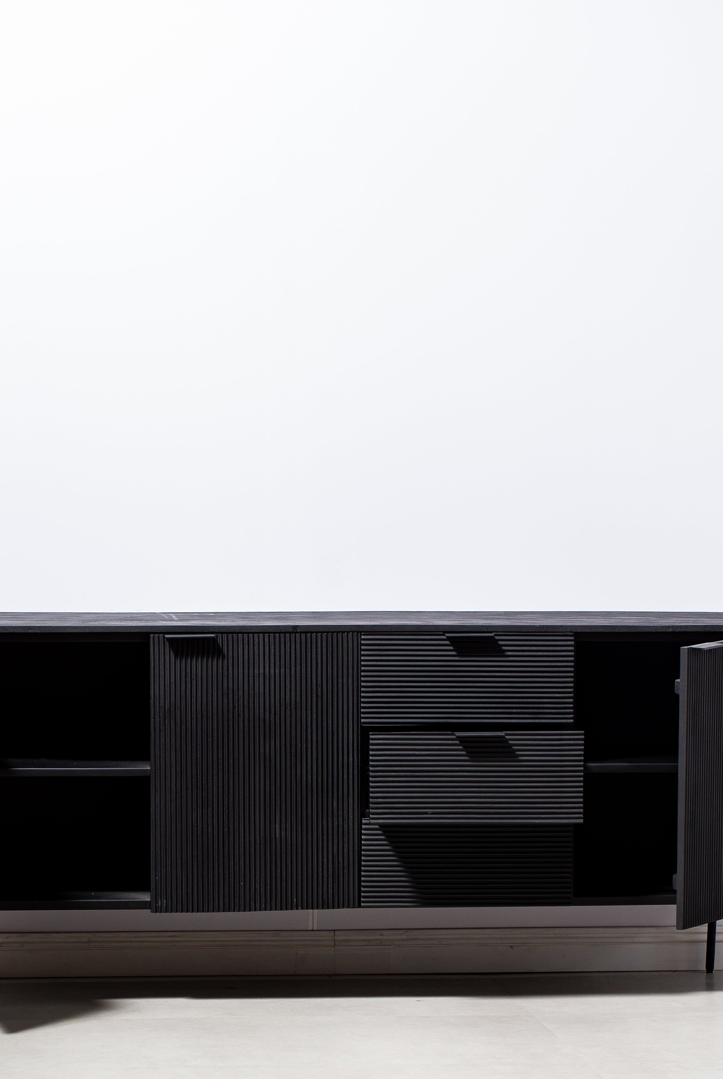 Black 3 Drawers & 3 Doors Sideboard Homekode