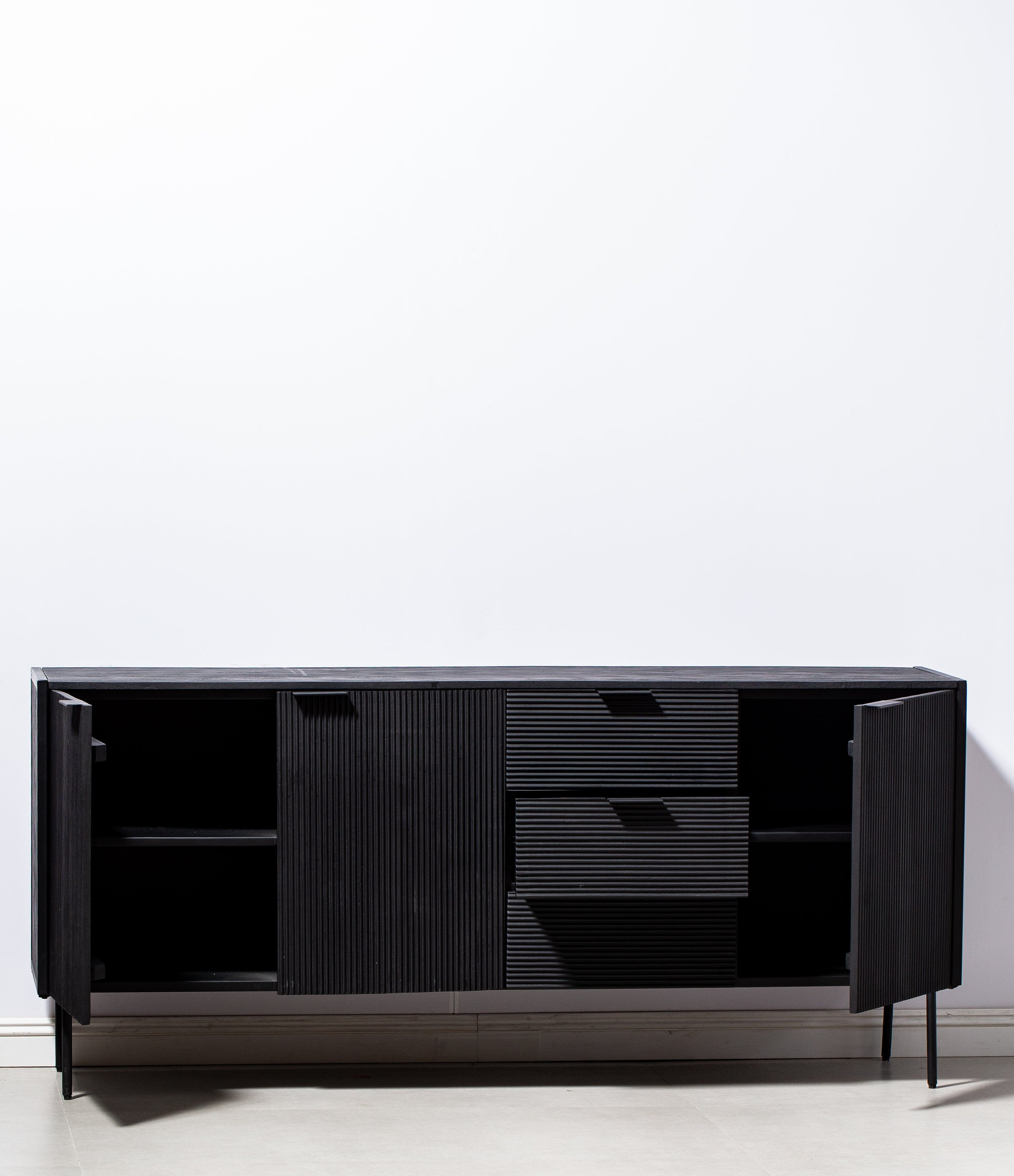 Black 3 Drawers & 3 Doors Sideboard Homekode