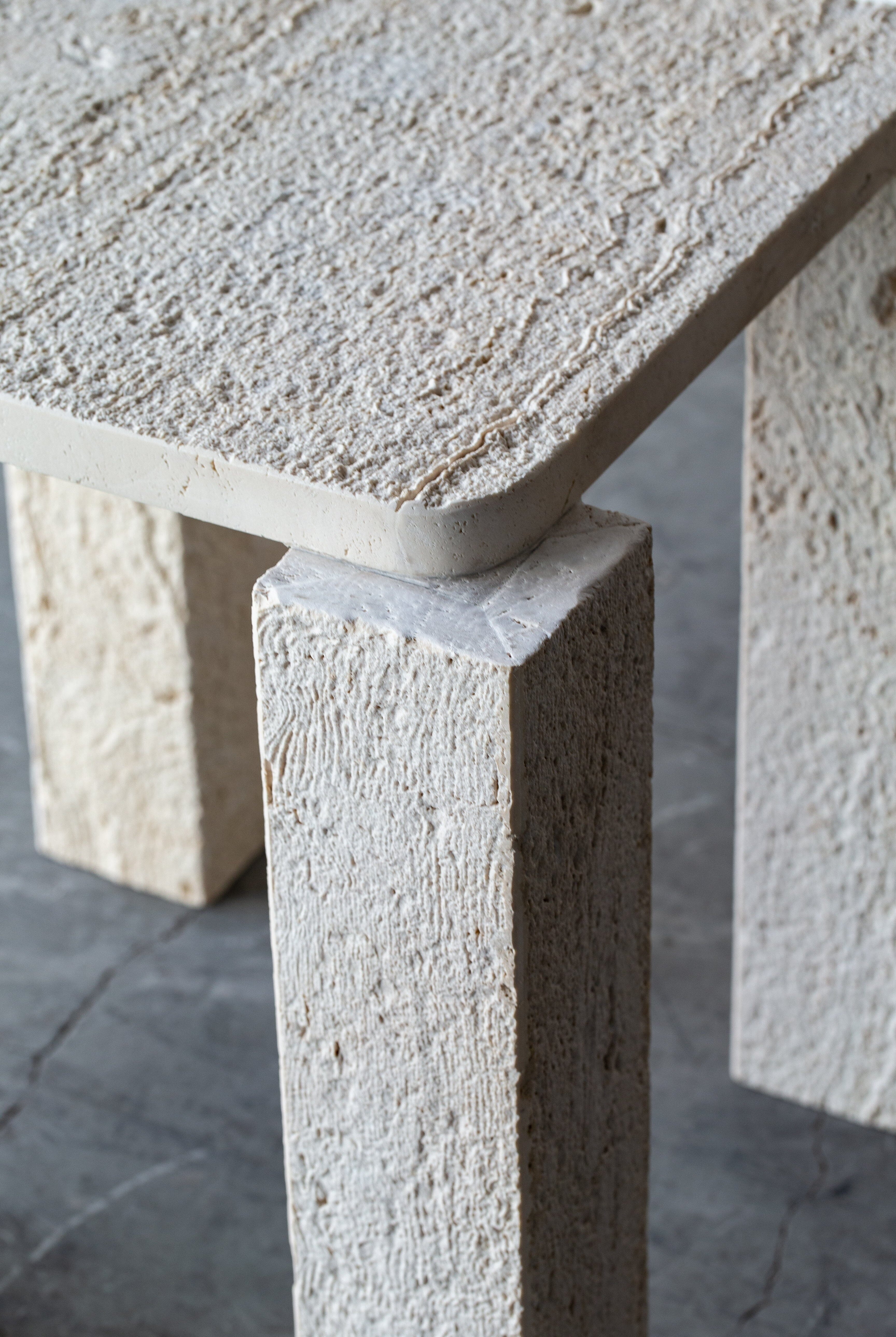 Penelope Organic Shaped Travertine Side Table Homekode