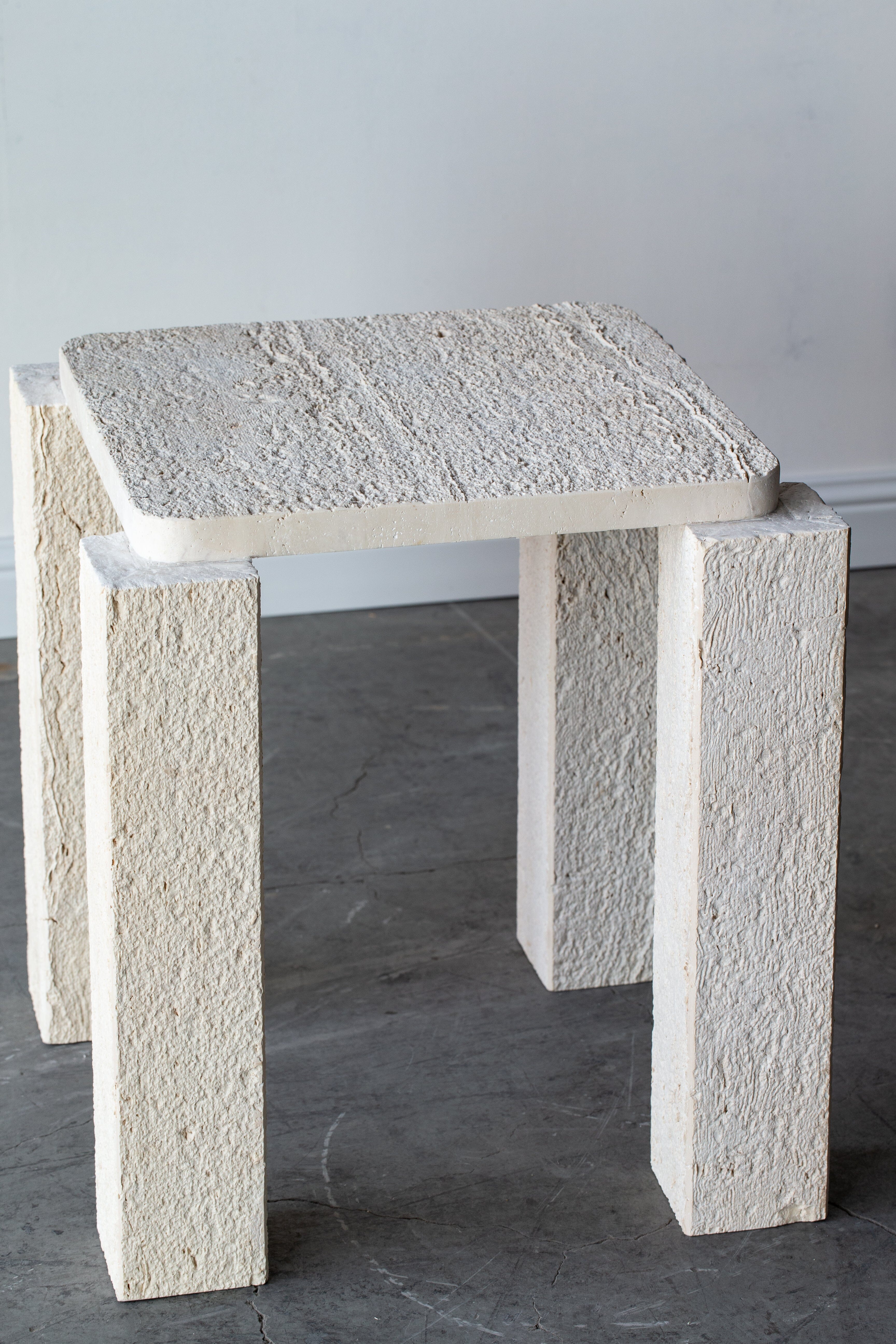 Penelope Organic Shaped Travertine Side Table Homekode