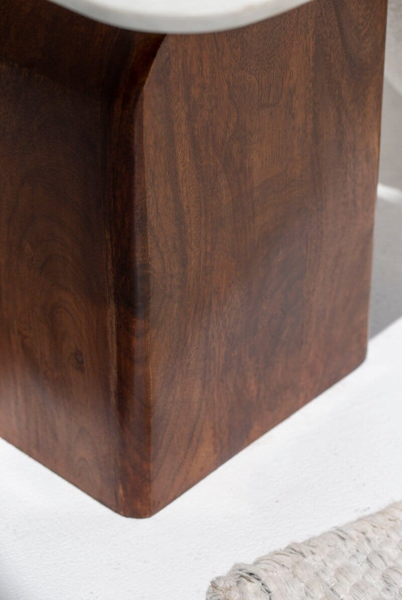 Shagla Marble-Top Wooden Side Table