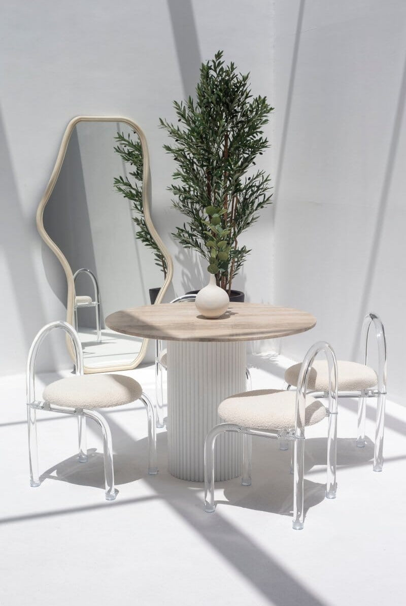 Cornelia Silver Travertine Dining Table (4 Base Colors)