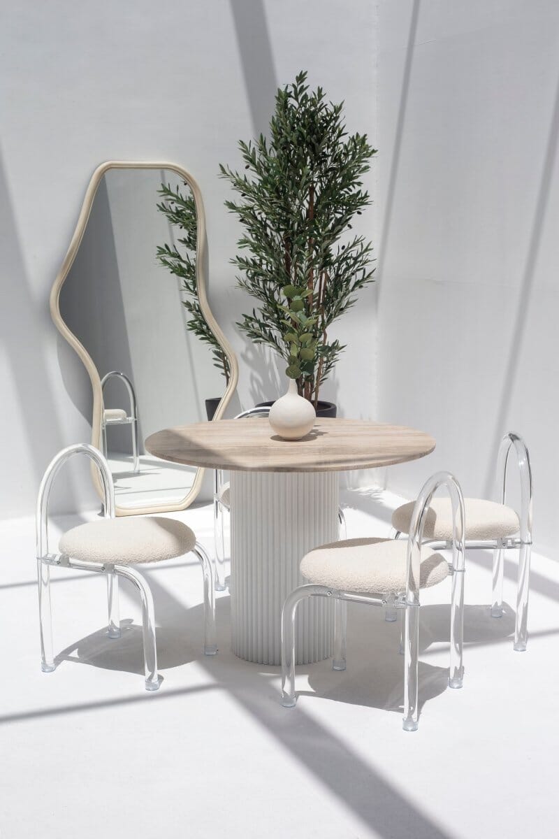 Cornelia Silver Travertine Dining Table (4 Base Colors)