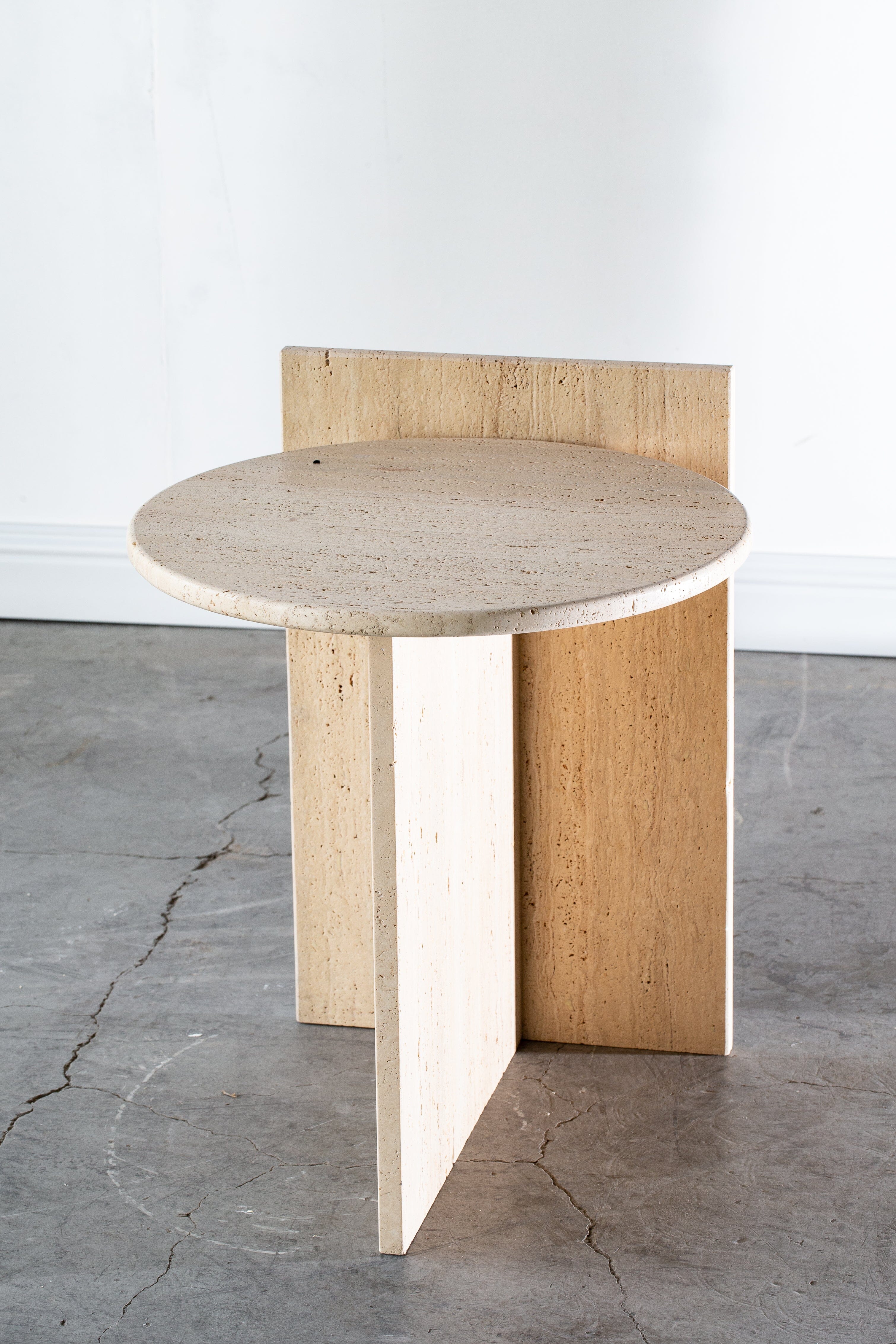 Oasis Travertine Round Top Side Table Homekode