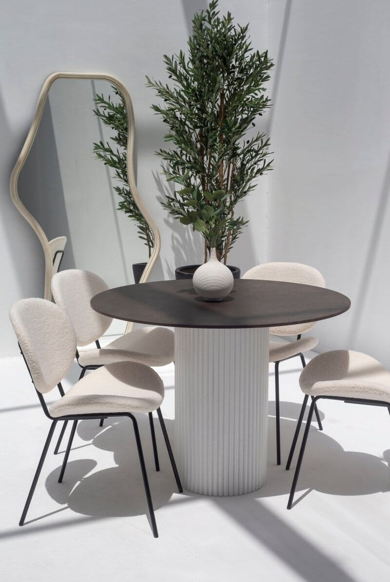 Cornelia Brown Dekton Dining Table (4 Base Colors) White