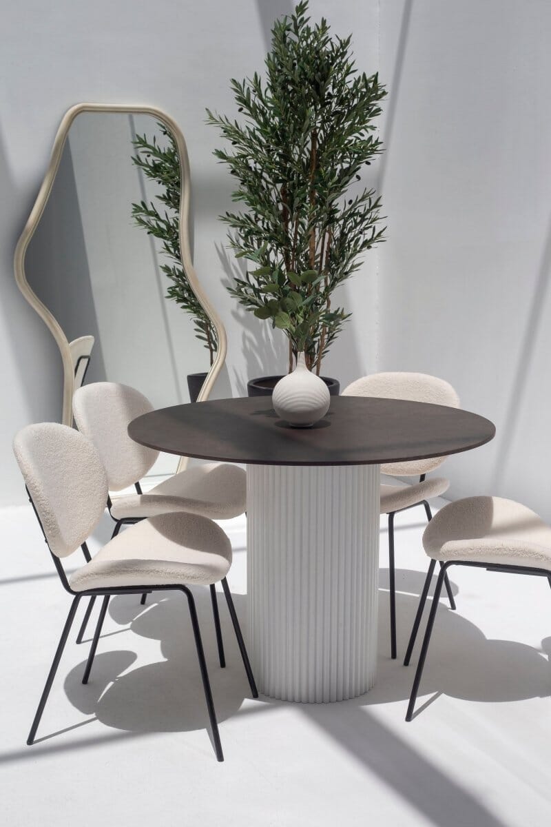 Cornelia Brown Dekton Dining Table (4 Base Colors) White