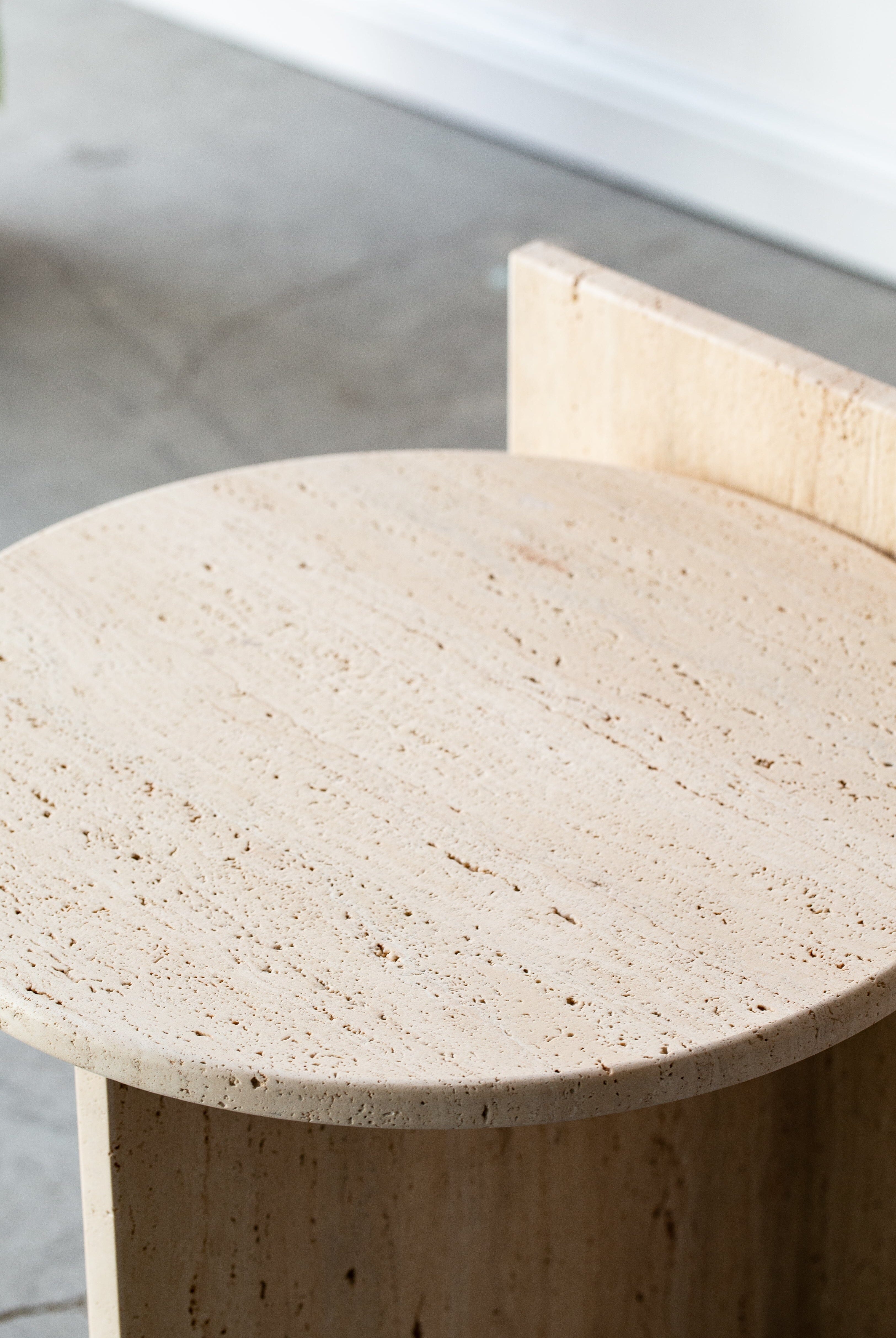 Oasis Travertine Round Top Side Table Homekode