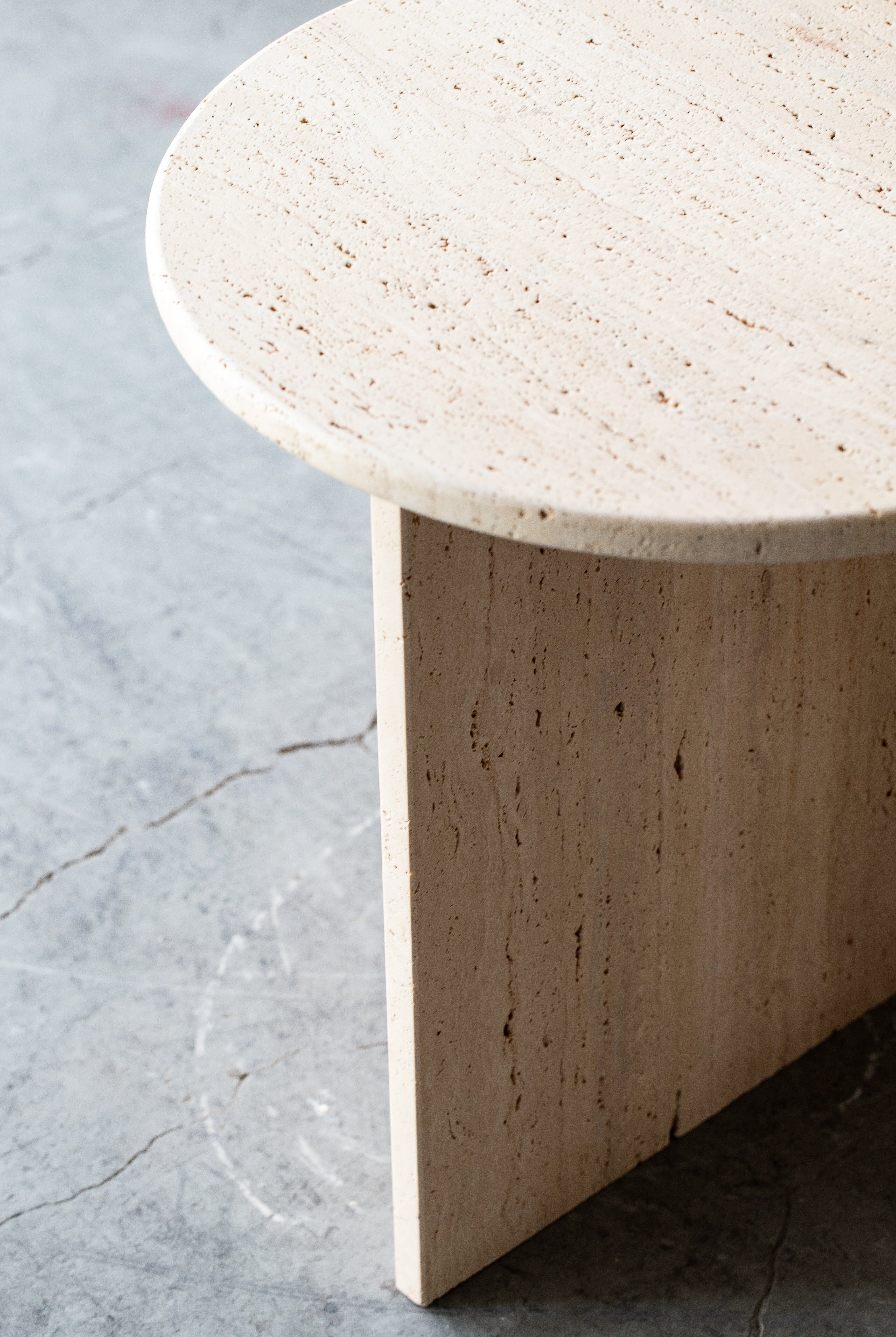 Oasis Travertine Round Top Side Table Homekode