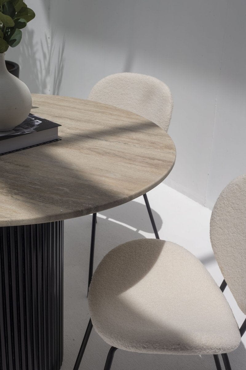 Cornelia Silver Travertine Dining Table (4 Base Colors)