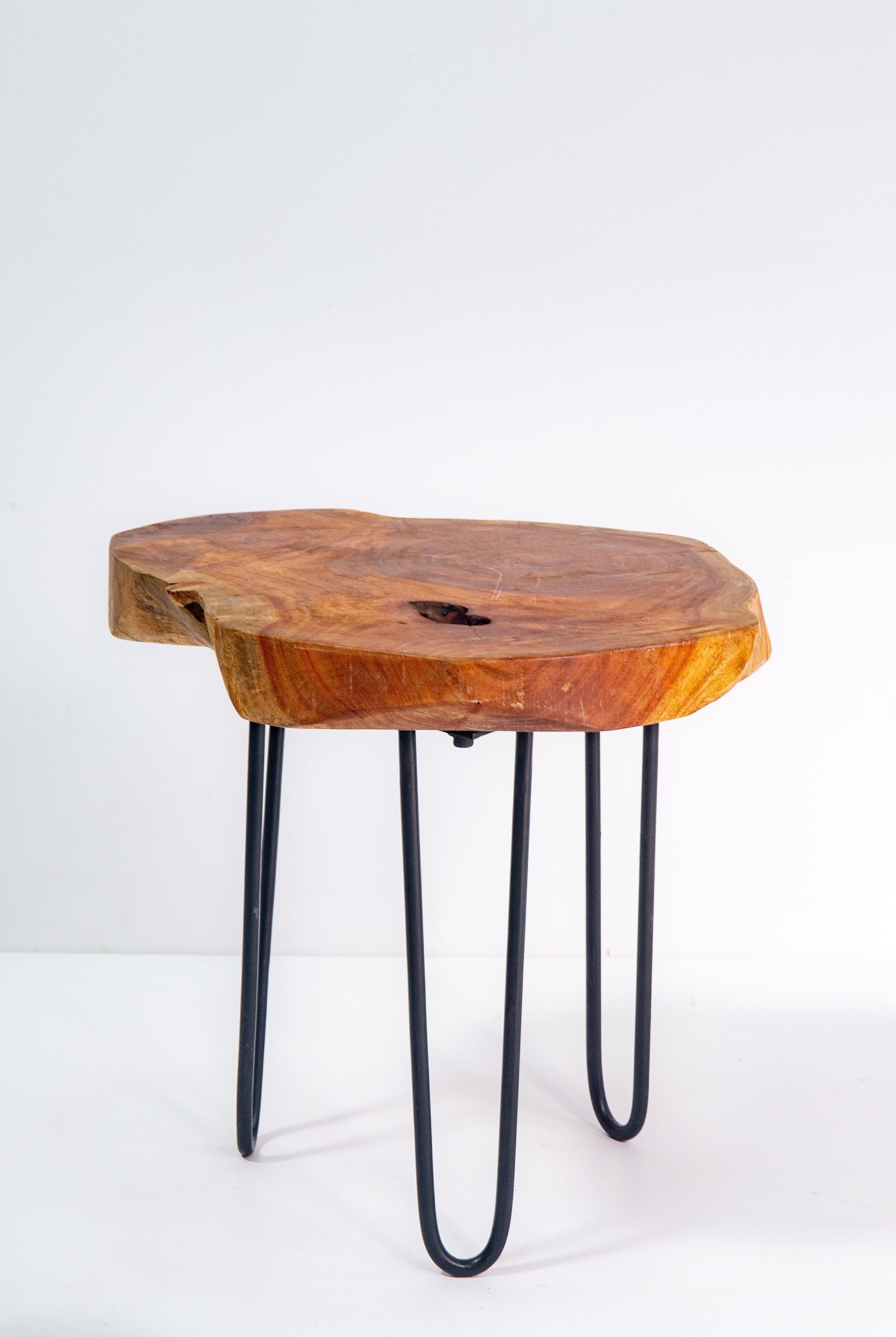 Tree Stump Side Table with Hairpin Legs Homekode