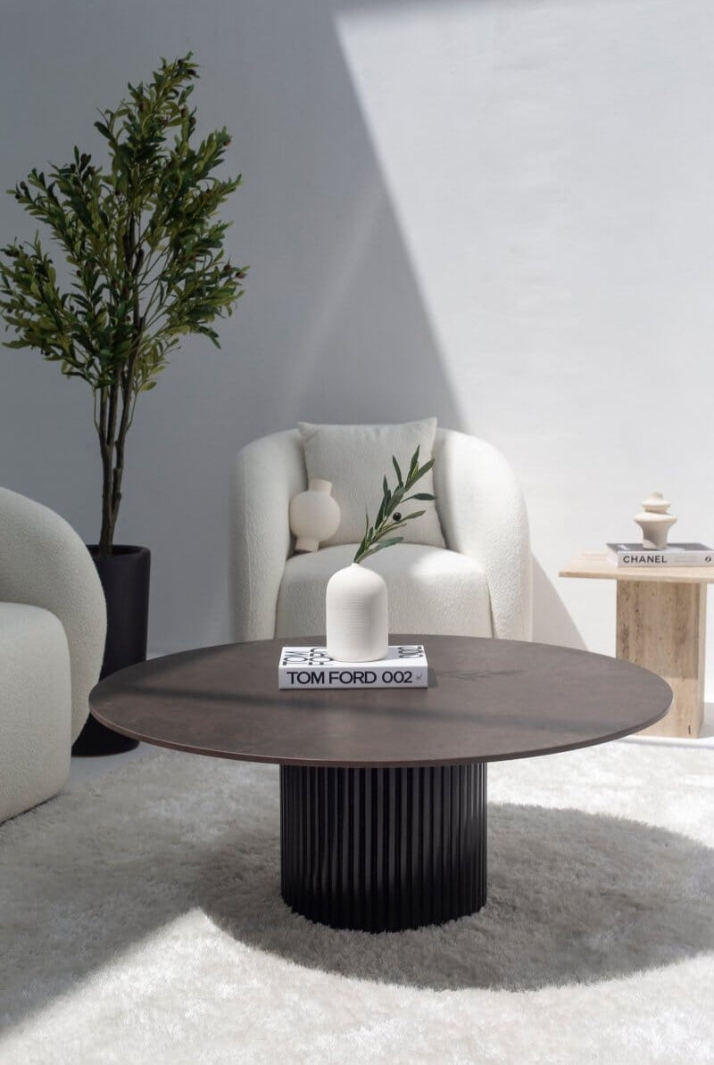 Petronia Brown Dekton Coffee Table (4 Base Colors) Black