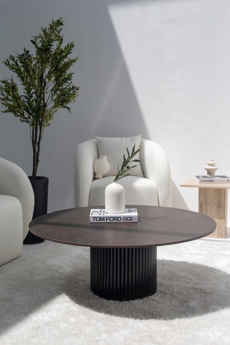 Petronia Brown Dekton Coffee Table (4 Base Colors) Black