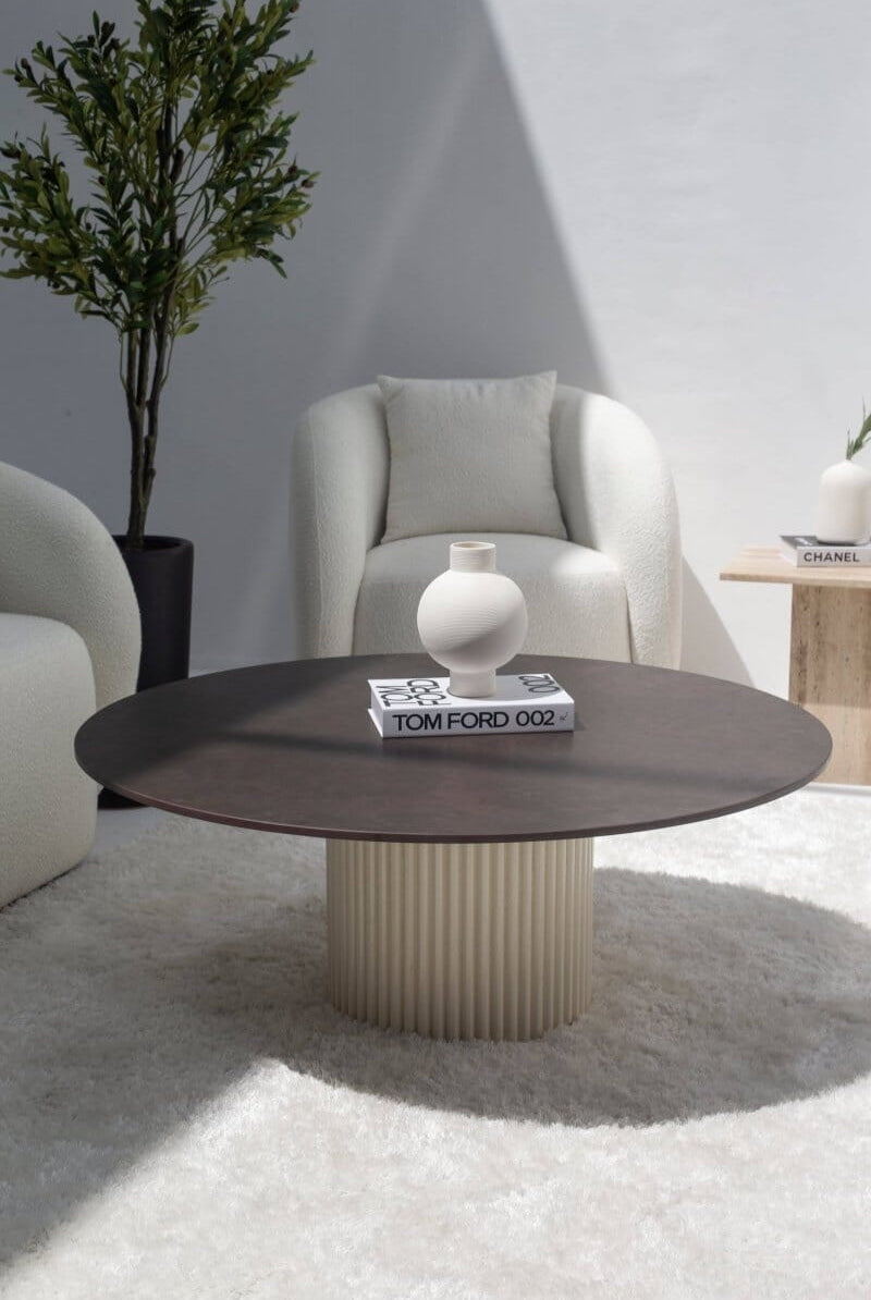 Petronia Brown Dekton Coffee Table (4 Base Colors) Beige