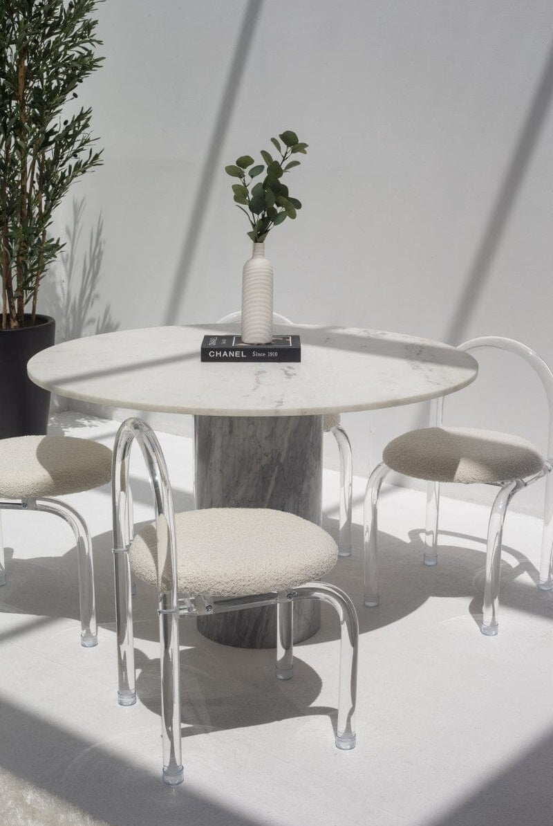 Cynthia White Marble Dining Table With Bianco Joya Base (2 Sizes)