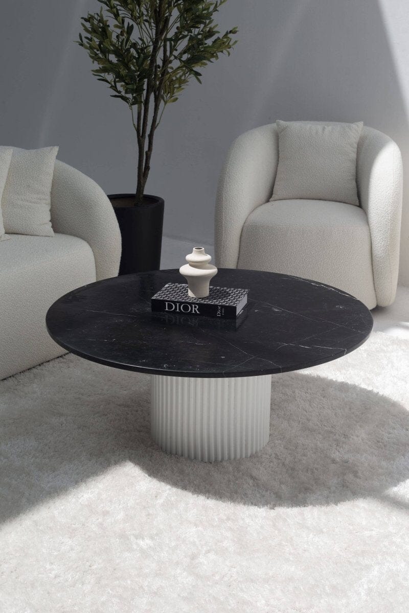 Petronia Black Marquina Coffee Table (4 Base Colors)