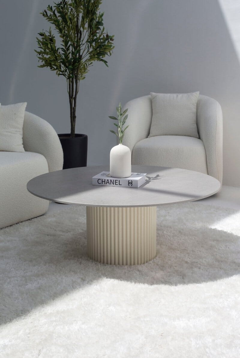 Petronia Dekton Gray Coffee Table (4 Base Colors) Beige