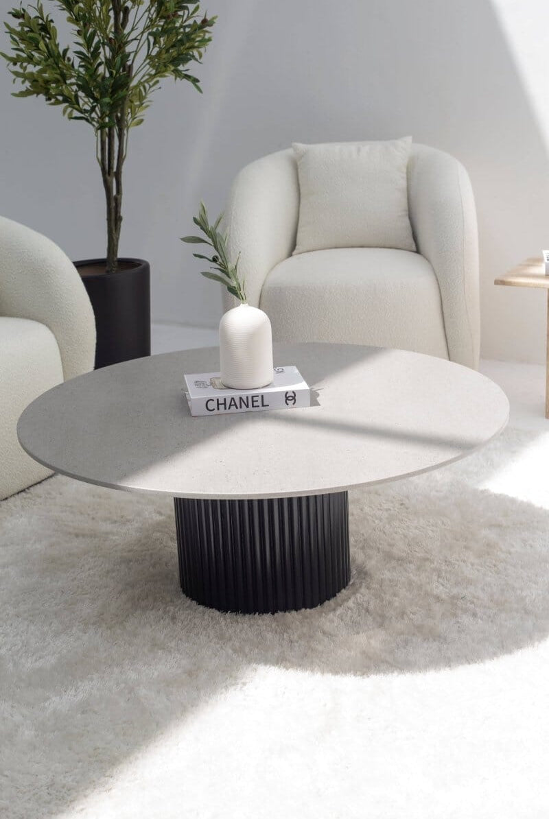 Petronia Dekton Gray Coffee Table (4 Base Colors) Black