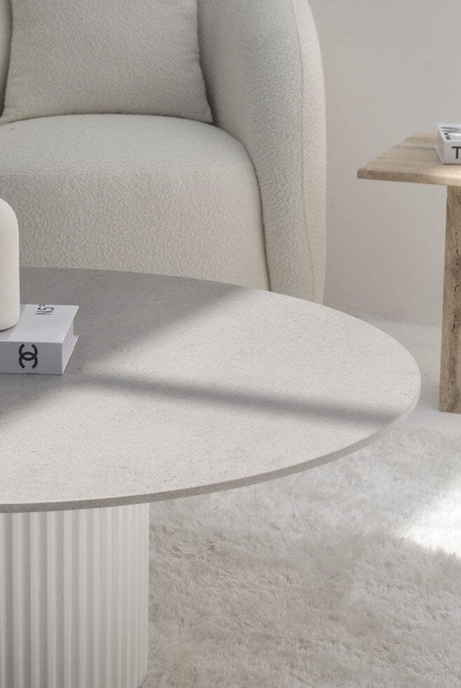 Petronia Dekton Gray Coffee Table With White Base