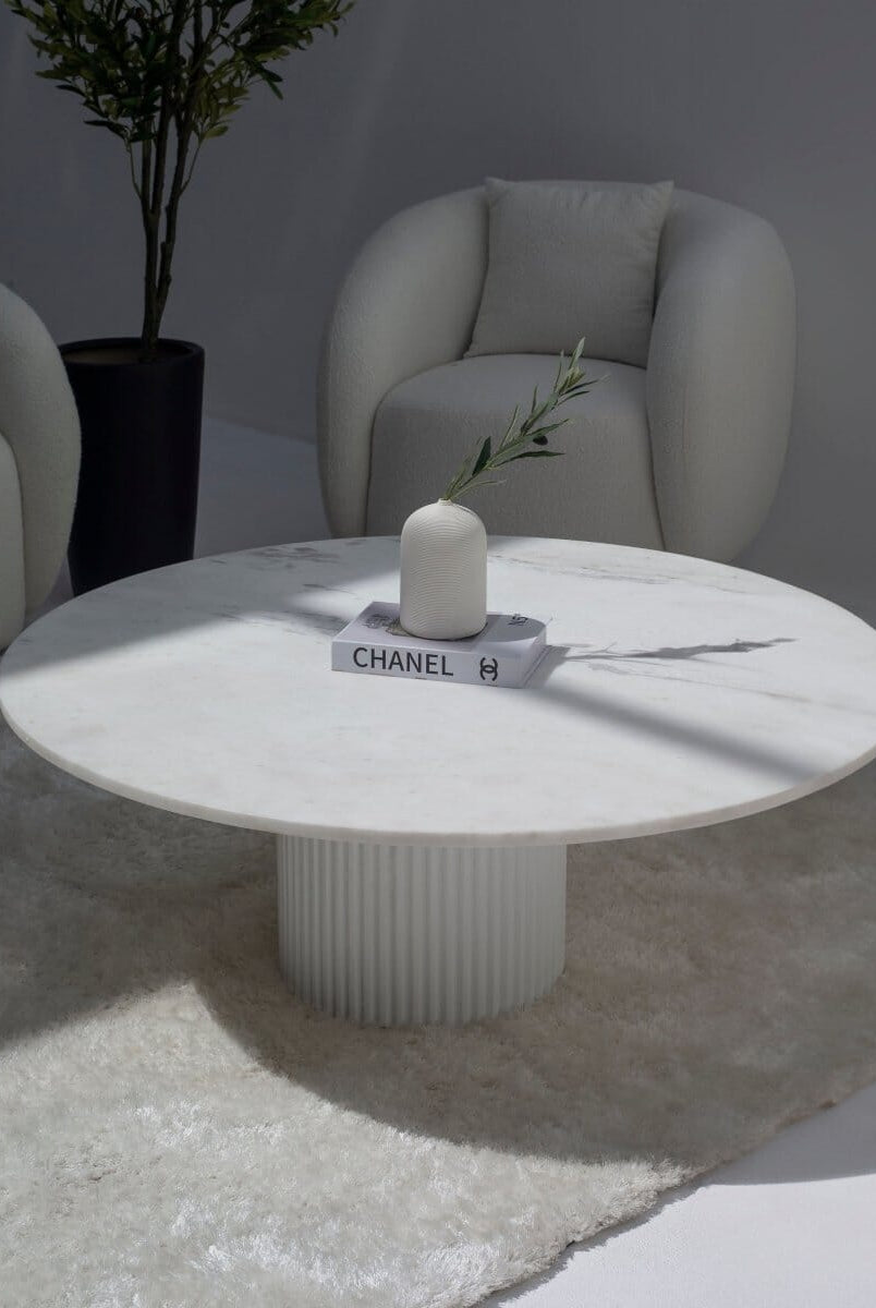 Petronia White Marble Coffee Table (3 Base Colors)