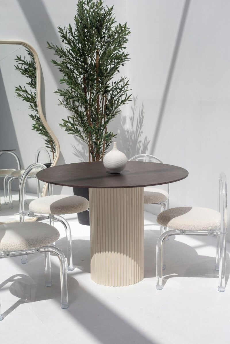 Cornelia Brown Dekton Dining Table (4 Base Colors) Beige