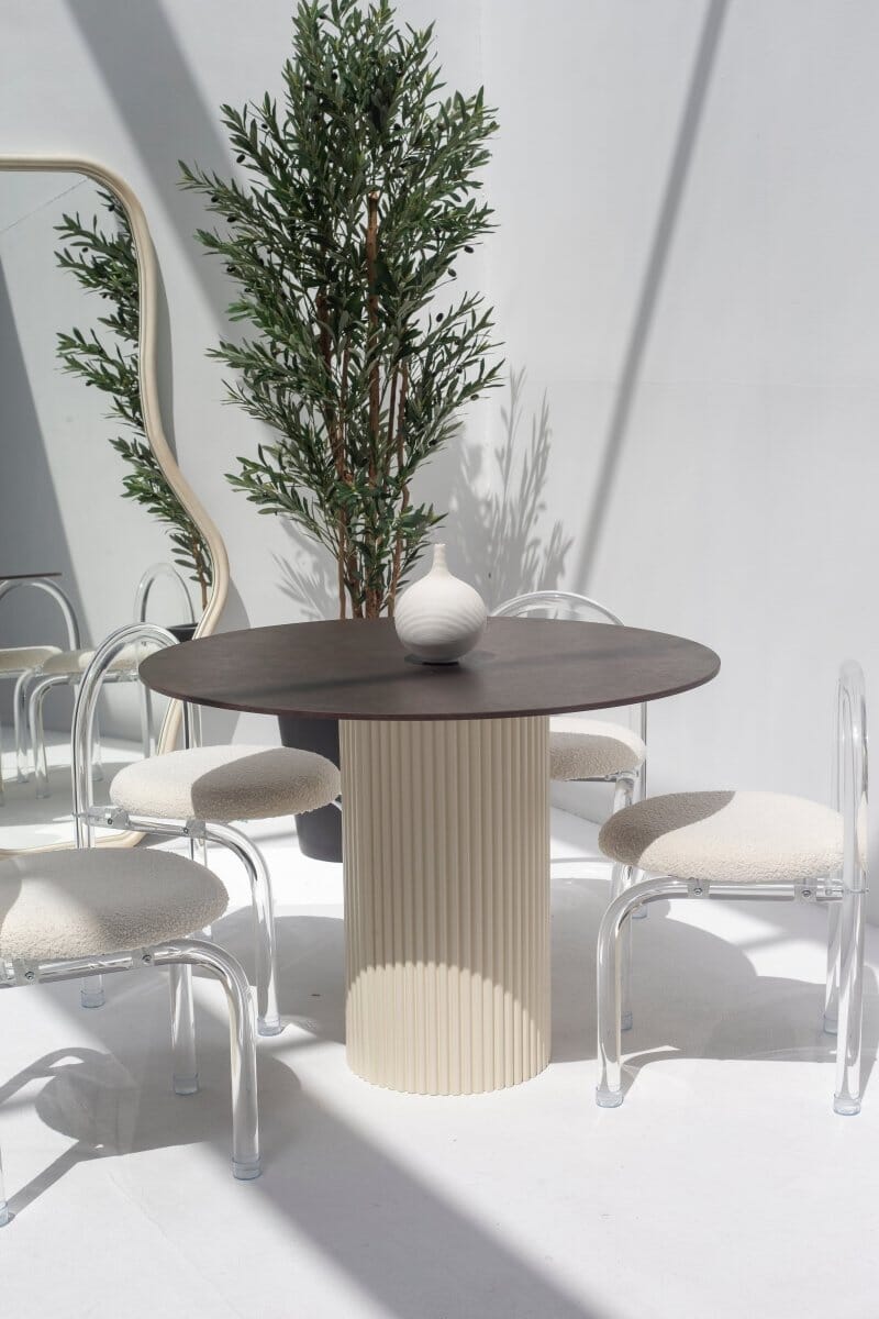 Cornelia Brown Dekton Dining Table (4 Base Colors) Beige