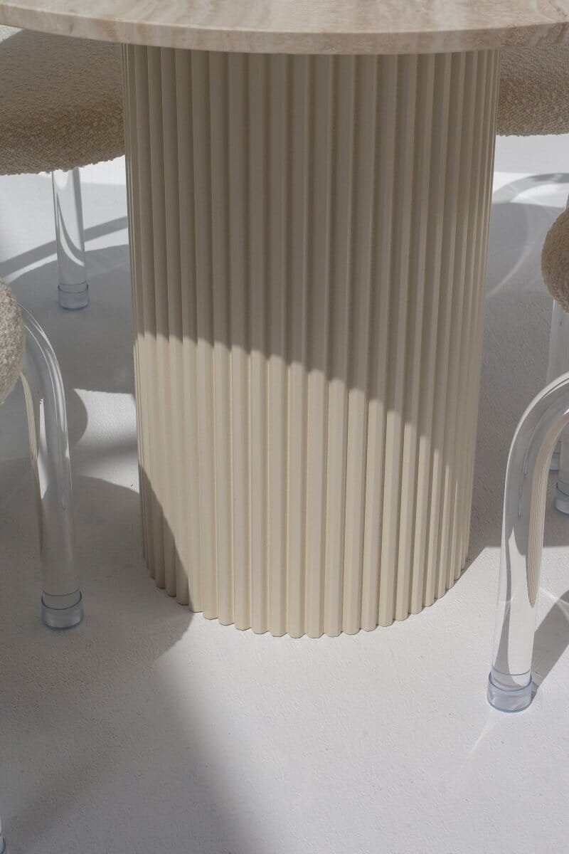 Cornelia White Travertine Dining Table (4 Base Colors)