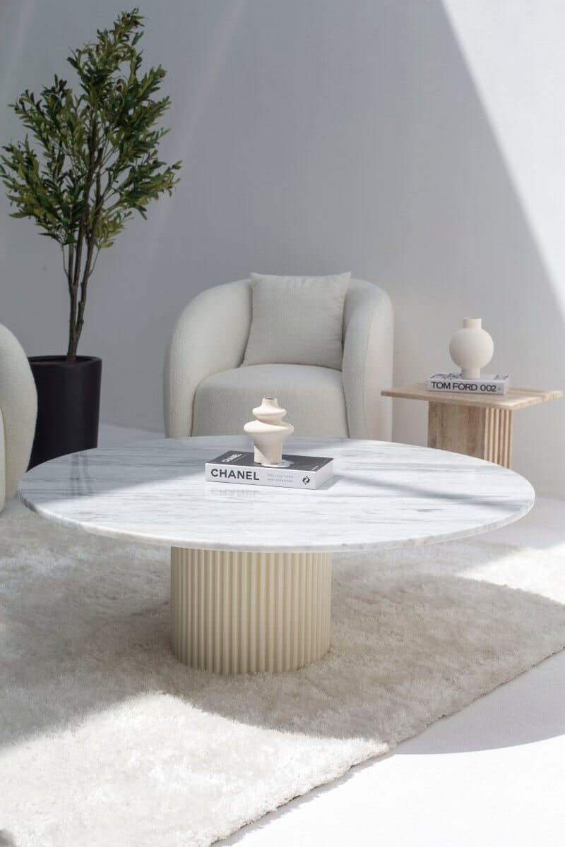 Petronia Bianco Joya Coffee Table (4 Leg Colors) Beige